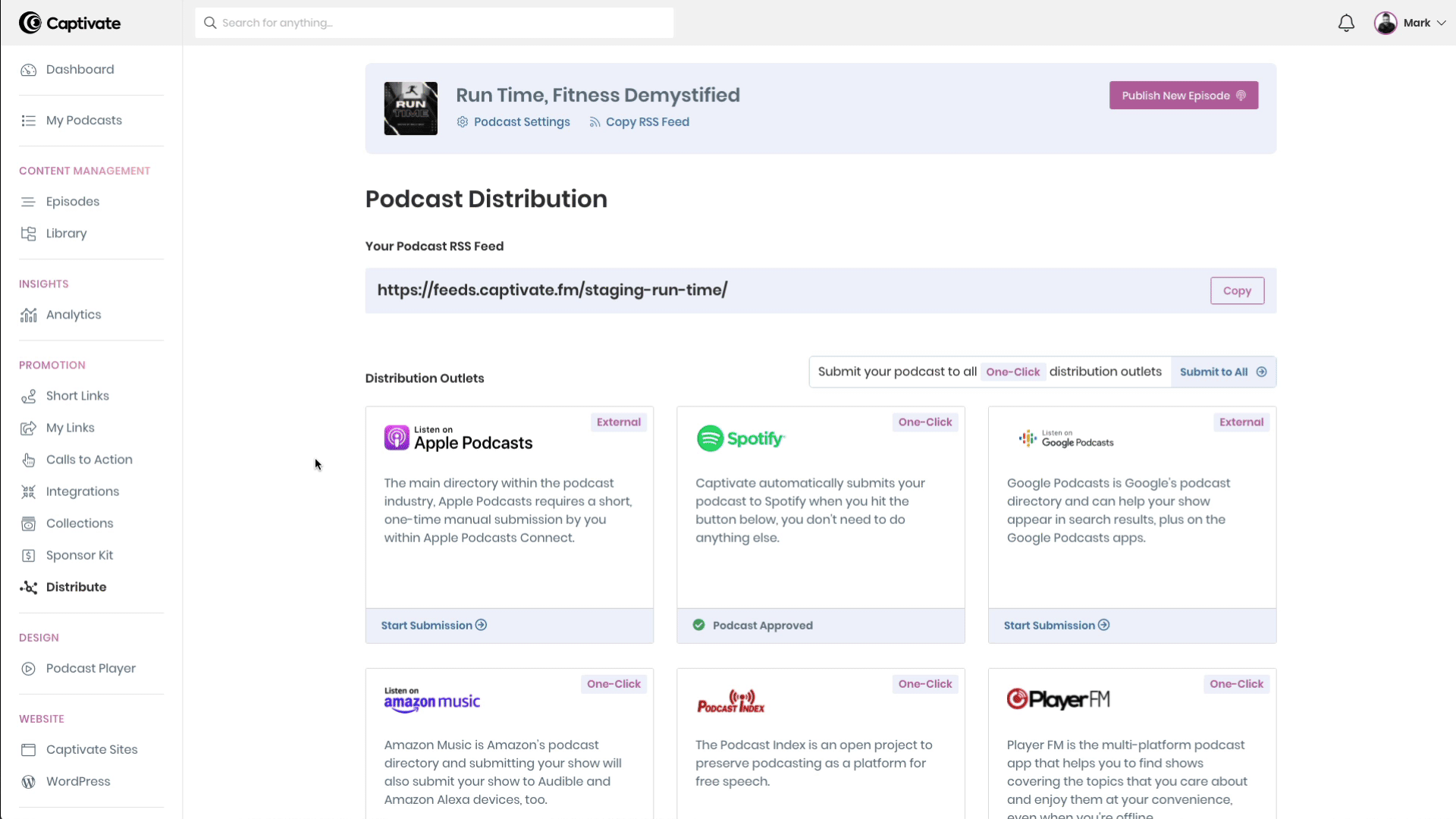 Captivate distribution dashboard